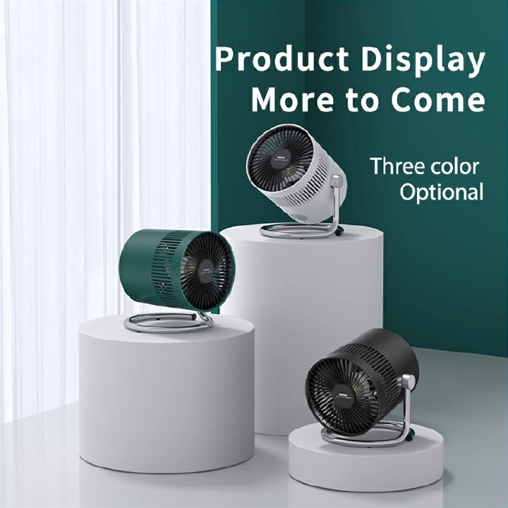 REMAX USB Rechargeable Fan Quiet 3-Speed Wind Brushless Desktop Fan Adjustable 100 Rotation Desk Fan for Desk Bedroom
