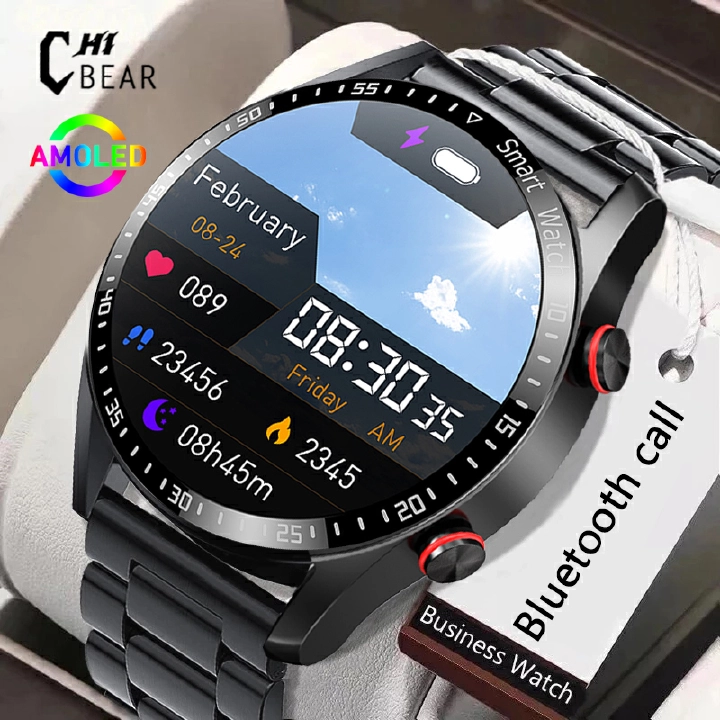 ChiBear New Smart Watch AMOLED ECG+PPG Men Business Watch Sport Fitness Tracker IP67 Waterproof SmartWatch Men Bluetooth call