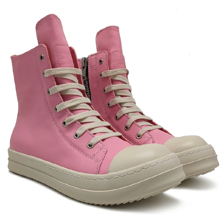 Ranmo New Summer High-Top Men's and Women's Board Shoes Pink Casual Sports Full Leather Raise the Bottom Couple Style