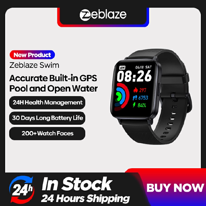 Zeblaze Swim GPS Swimming Smart Watch, Built-in GPS, 24H Health Management, 5 ATM, 30 Days Battery Life, Smartwatch for Women