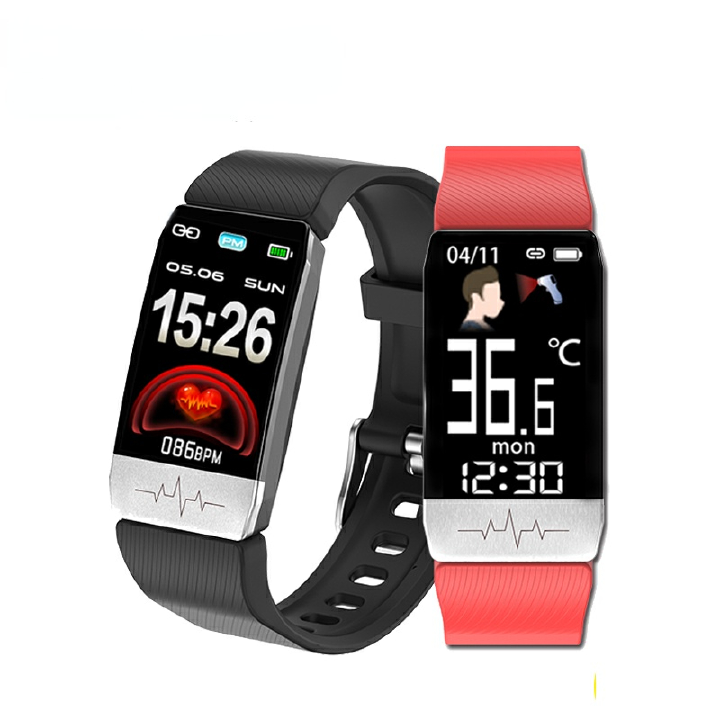 T1S Smart Watch Bluetooth Call Message Display Temperature Heart Rate Blood Pressure Sports Tracker Fashion Bracelet for Men