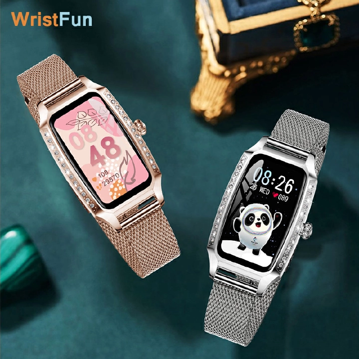 WristFun Women Smart Watch Luxury Diamond Wristwatch Lady Smartwatch Heart rate Blood Oxygen Clock Best Gift for Girls