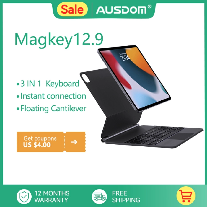iPad Pro12.9/11 Keyboard Magnetic Floating Smart Keyboard Folio Bluetooth Wireless Backlit Rechargeable Keyboard Case With Touchpad
