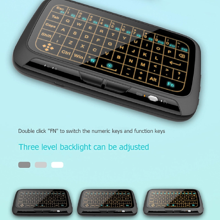 QWERTY Virtual Keyboard 5.3inch Large-size 2.4GHz Wireless Full Panel Touchpad Backlight for Android Google TV Box Laptop Tablet