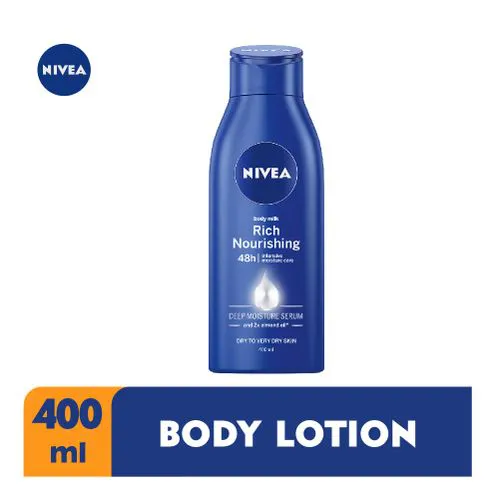 NIVEA Rich Nourishing Body Lotion For Women 400ml- It intensively nourishes for 48hr and noticeably reduces the roughness of very dry skin - after just one application - transforms your very dry skin.