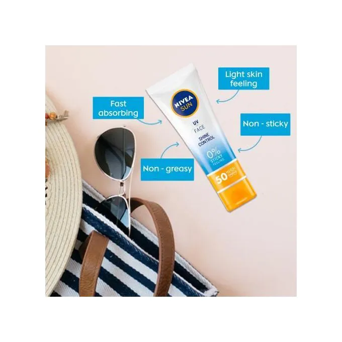 【Discounted】NIVEA UV Face Shine Control Cream sunscreen SPF 50- 50 ml - provides immediate & effective sun protection. It offers a long-lasting & instant mattifying effect.