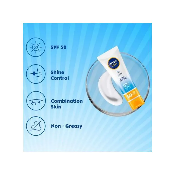 【Discounted】NIVEA UV Face Shine Control Cream sunscreen SPF 50- 50 ml - provides immediate & effective sun protection. It offers a long-lasting & instant mattifying effect.