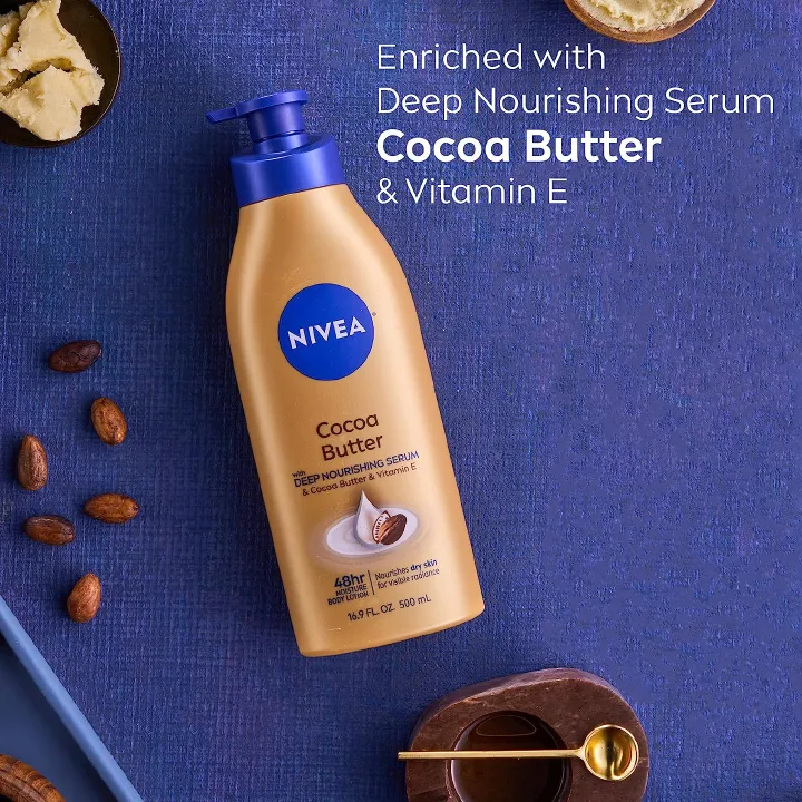 【2 Pack】 Nivea Nourishing Cocoa Body Lotion 400ml. Enriched with natural cocoa butter and Vitamin E,that provides deep & long-lasting moisture