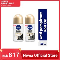 OFFER!!!(PACK OF 2)NIVEA Black & White Silky Smooth Anti-perspirant Roll on 50ml -designed to protect your clothes from white marks and yellow staining so that black tops stay blac as picture 50ml