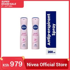 (PACK OF 2) NIVEA Pearl & Beauty Anti-Perspirant Spray 48hr 150ml X2 - with precious pearl extracts that offers 48 hour regulation of perspiration and keeps an even skin tone for b as picture 150ml