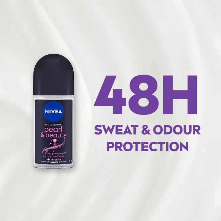 (PACK OF 2)NIVEA Pearl & Beauty Black Pearl Fine Fragrance Anti-Perspirant Roll-On 48h 50ml.Enriched with perfume oils for a long-lasting premium fragrance that will leave you feeling clean and fresh