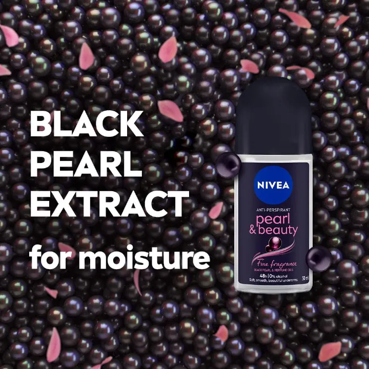 (PACK OF 2)NIVEA Pearl & Beauty Black Pearl Fine Fragrance Anti-Perspirant Roll-On 48h 50ml.Enriched with perfume oils for a long-lasting premium fragrance that will leave you feeling clean and fresh