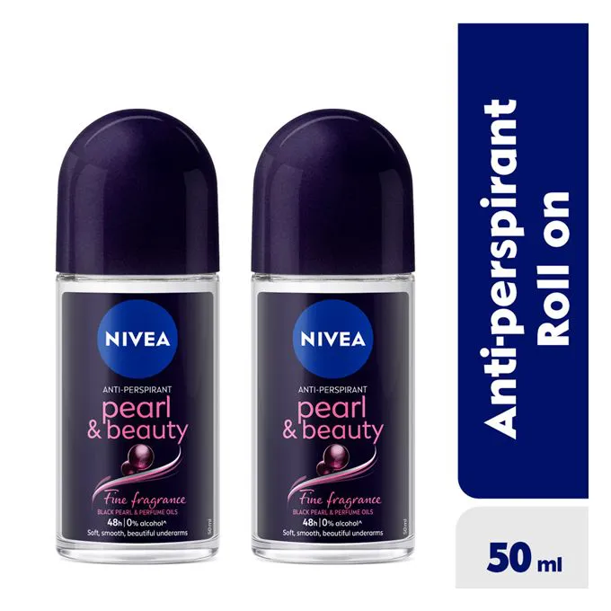(PACK OF 2)NIVEA Pearl & Beauty Black Pearl Fine Fragrance Anti-Perspirant Roll-On 48h 50ml.Enriched with perfume oils for a long-lasting premium fragrance that will leave you feeling clean and fresh