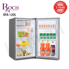 ROCH Single Door Mini Refrigerator 90Ltrs Fridge Silver 90Ltrs