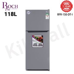 Roch Double Door Refrigerator Top Mount Defrost Fridge RFR-150-DT-I Gray 118L