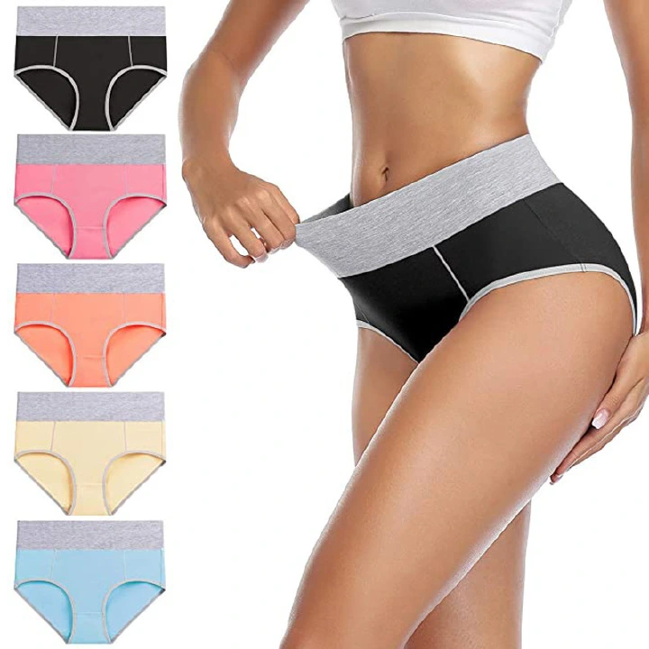 5 pairs, stretch cotton panties for women, high-waisted panties, soft breathable panties, plus-size panties