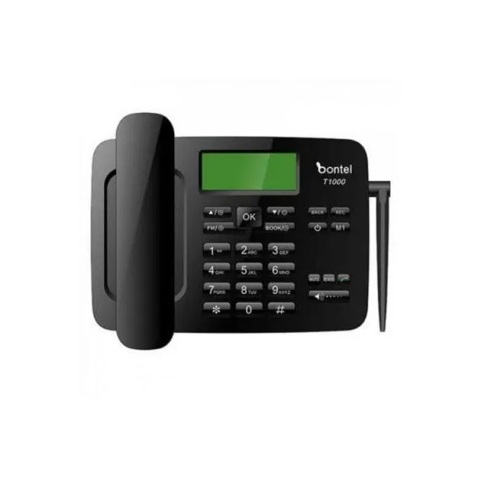 Bontel T1000 GSM FIxed Wireless Landline Desktop Phone With Dual Sim Card Slot 3000mAH Battery, LCD Display, Adjustable Volume, High Capacity Phonebook The GSM Wireless Desktop Telephone support 2 SIM