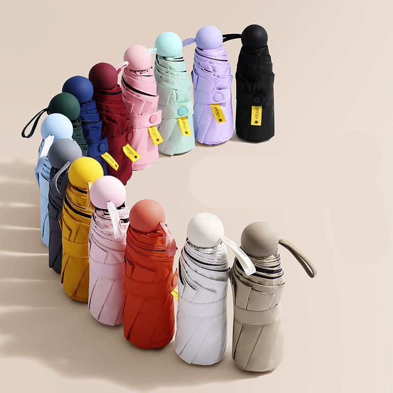 Sun Rain Umbrella Women With Box Mini Umbrella 5 Folding Umbrella Girls Pocket Portable UV Protection Parasol Travel