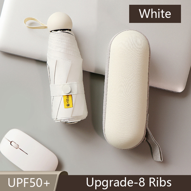 8-Ribs Mini Sun Umbrella Portable Pocket Capsule Umbrella Sun Protection UV Folding Umbrella Parasol with Box