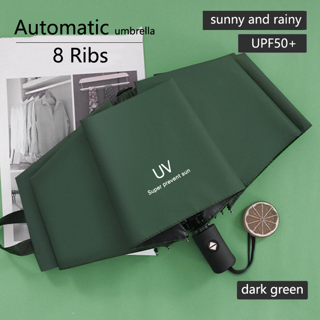 Fully Automatic UV Umbrella Sunscreen Anti-UV Sun Umbrella Three-fold 8 Ribs 10 Ribs Rain Umbrella Folding Umbrella Sunshade