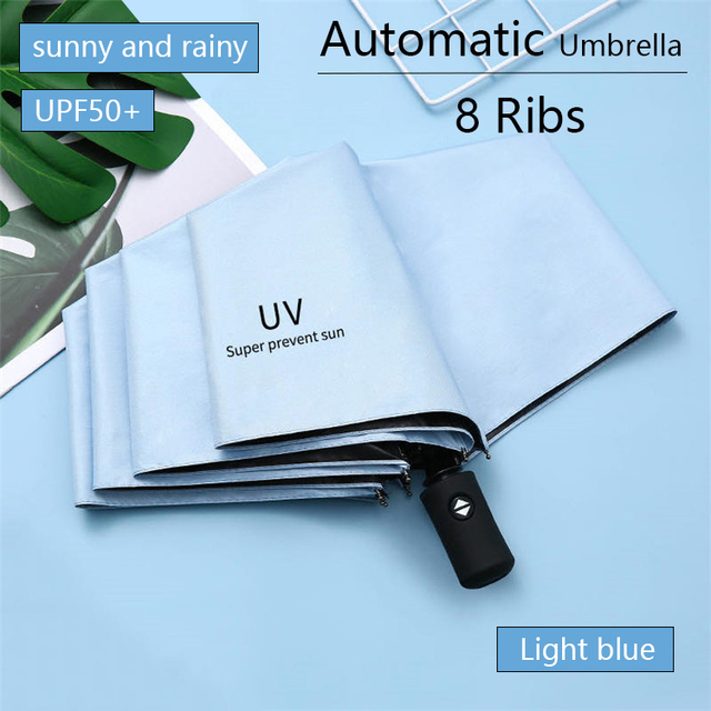 Fully Automatic UV Umbrella Sunscreen Anti-UV Sun Umbrella Three-fold 8 Ribs 10 Ribs Rain Umbrella Folding Umbrella Sunshade