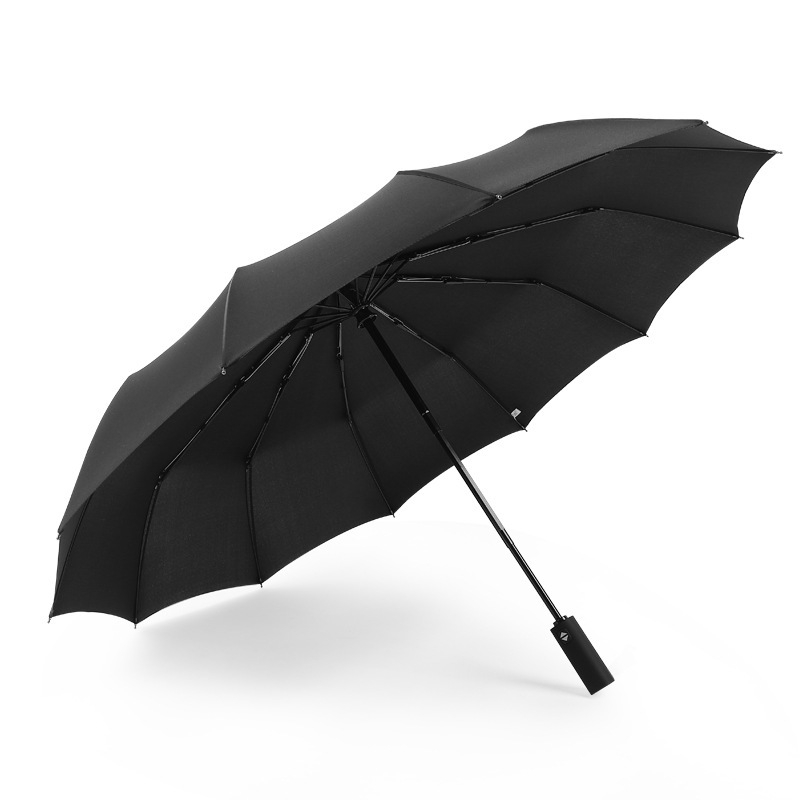 Automatic 12 bone windproof automatic umbrella men's business solid folding umbrella