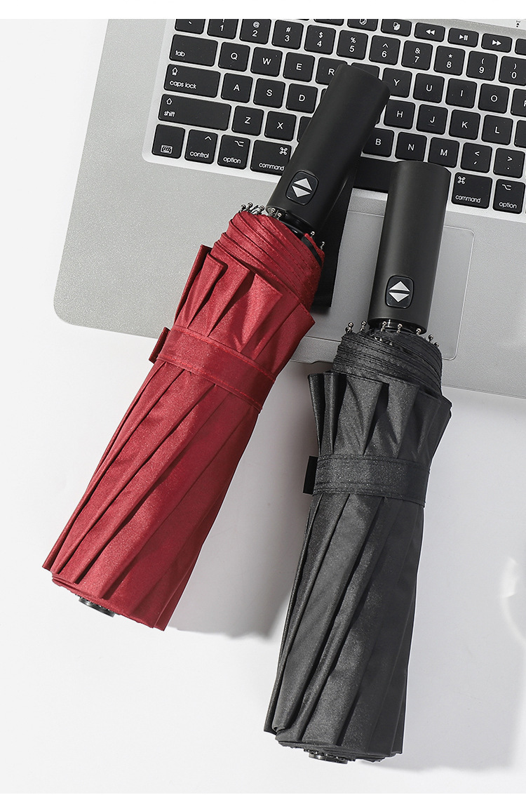Automatic 12 bone windproof automatic umbrella men's business solid folding umbrella