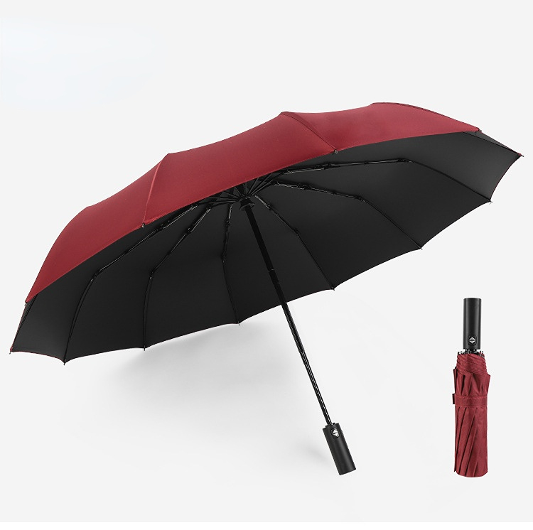 Automatic 12 bone windproof automatic umbrella men's business solid folding umbrella