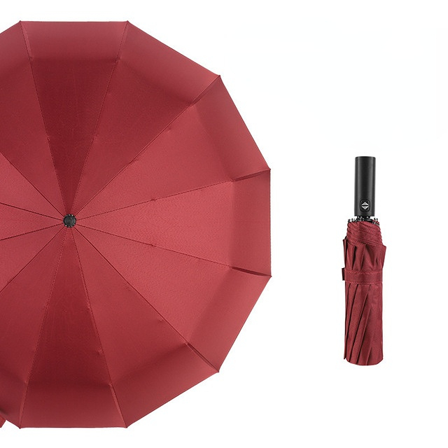 Automatic 12 bone windproof automatic umbrella men's business solid folding umbrella