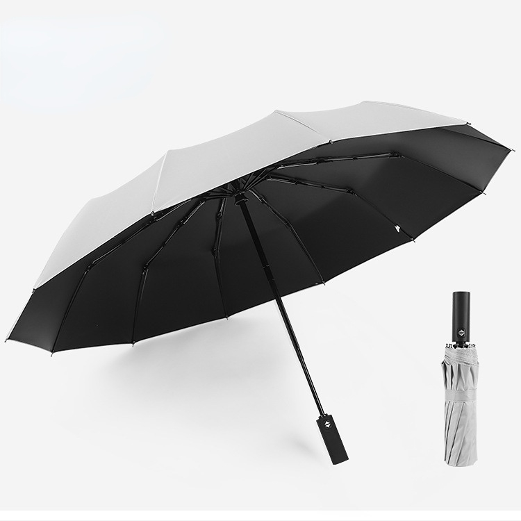 Automatic 12 bone windproof automatic umbrella men's business solid folding umbrella