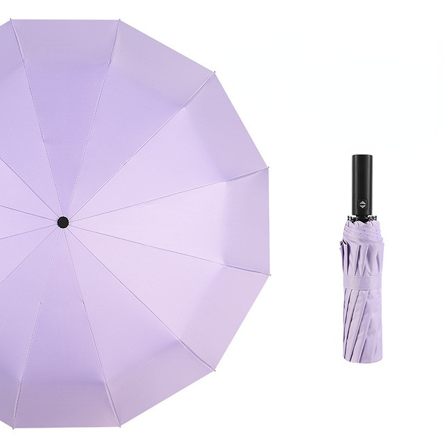 Automatic 12 bone windproof automatic umbrella men's business solid folding umbrella