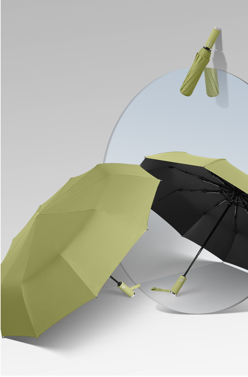 Fully Automatic Umbrella 10 Bone Three-fold Business Umbrella Windproof Vinyl Outdoor Sunscreen Sunshade Advertising Umbrella
