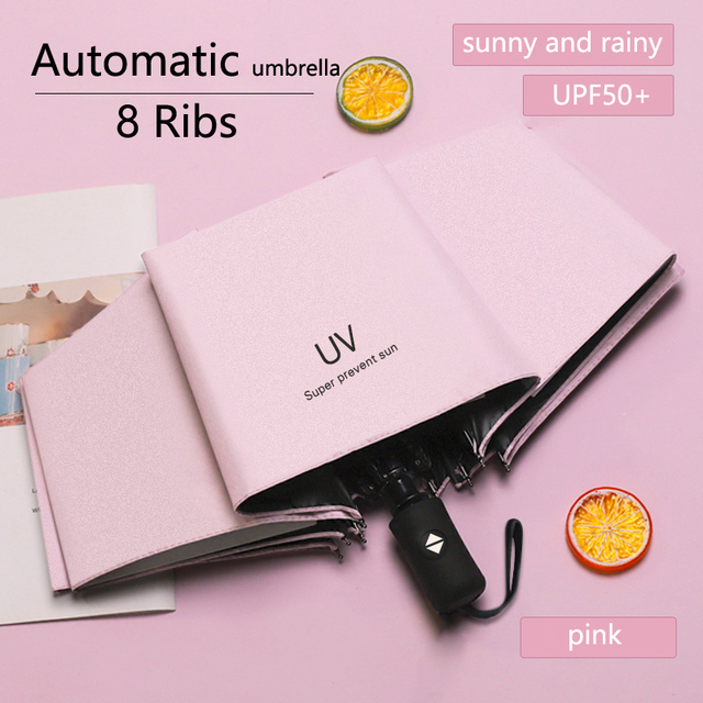 Fully Automatic UV Umbrella Sunscreen Anti-UV Sun Umbrella Three-fold 8 Ribs 10 Ribs Rain Umbrella Folding Umbrella Sunshade