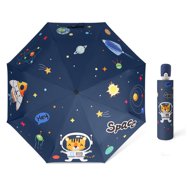 Children Automatic Umbrella Rain Kids Lovely Unicorn Folding Umbrellas Windproof Black Coating Anti UV Parasol Girl Boy Umbrella