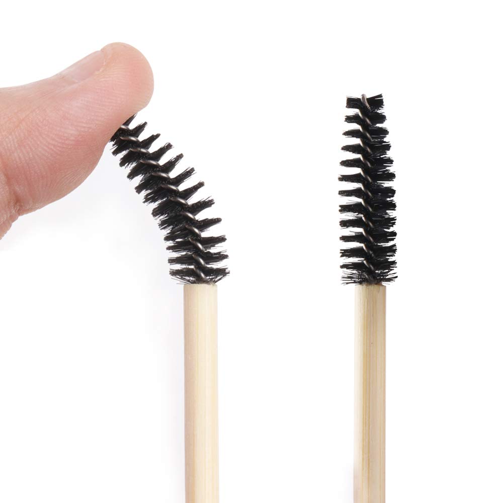 100pcs Bamboo Handle Eyebrow Brushes Eco-friendly Wooden Nylon Eyelash Mascara Brush Disposable Eye Lashes Cosmetic Brush Set