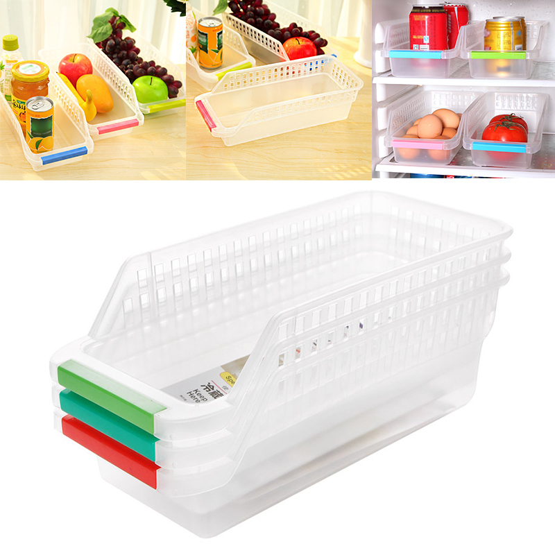 1Pcs Fridge Organizer Storage Box Refrigerator Drawer Plastic Storage Container Space Saver Food Holder Kitchen Accessories