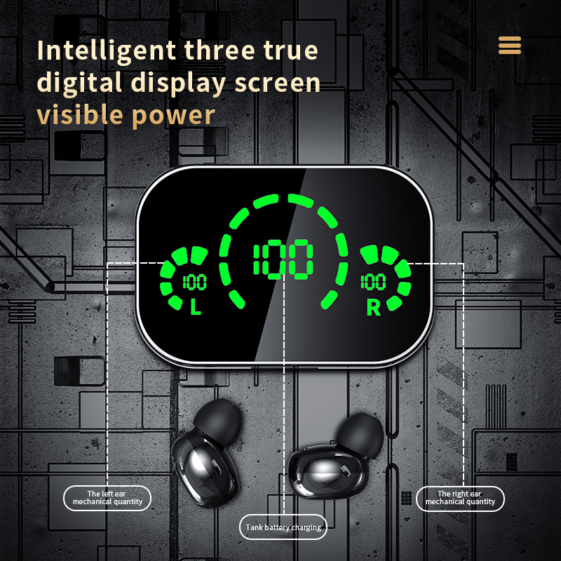 YD04 TWS Earphone Bluetooth Wireless Headphone Hifi Stereo Sports Games Waterproof Headset With Intelligent Digital Display