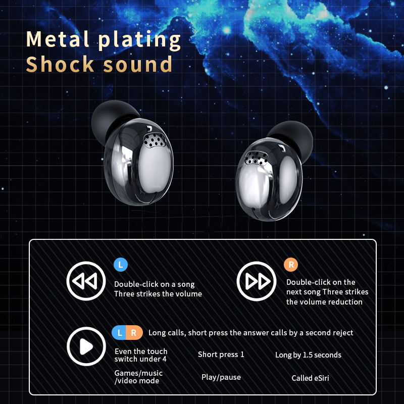 YD04 TWS Earphone Bluetooth Wireless Headphone Hifi Stereo Sports Games Waterproof Headset With Intelligent Digital Display