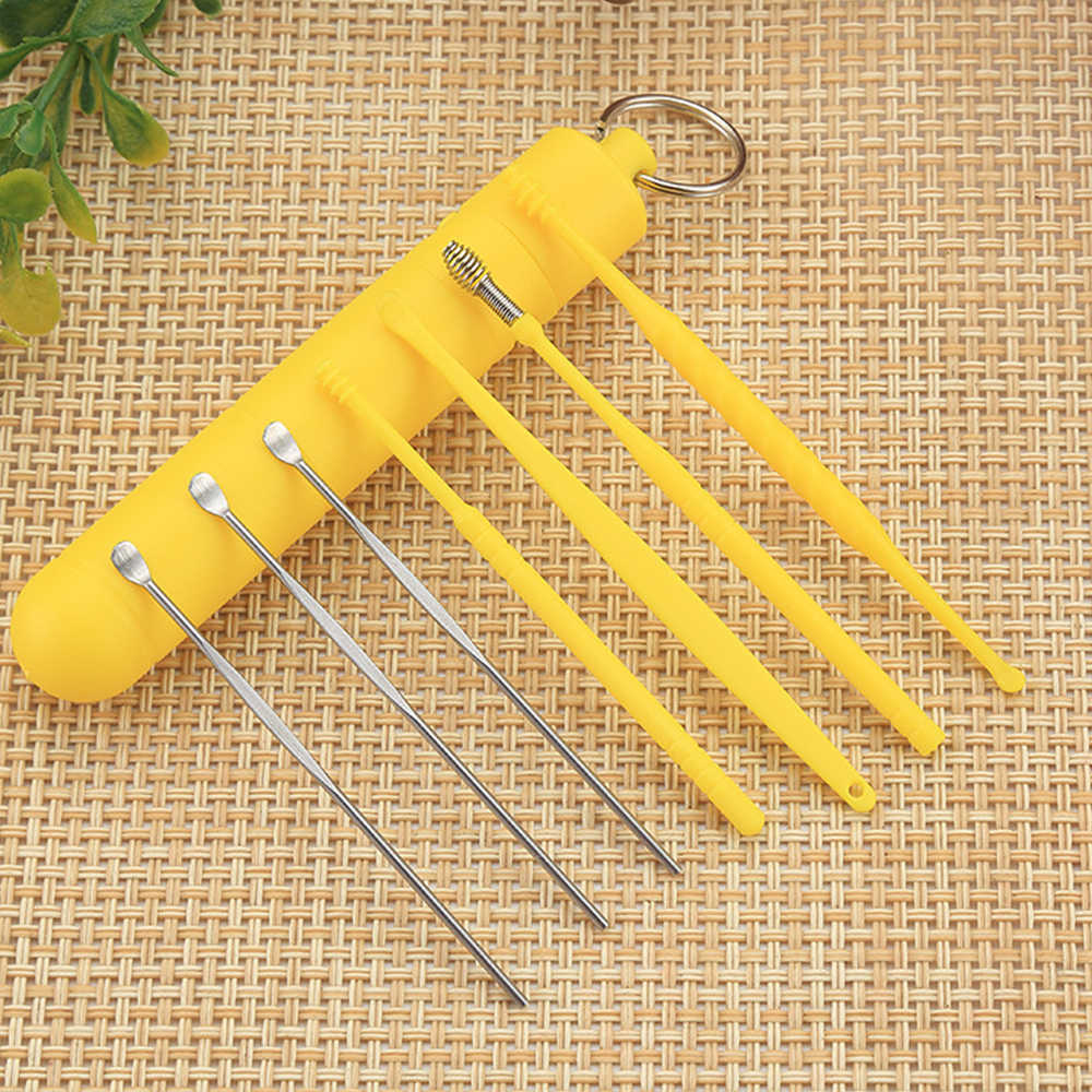 7PCS Earwax Removal Kit Ear Wax Cleanser Remover Ear Pick Tools Reusable Ear Cleaner Care Stainless Steel/ABS Earpick Cleaning