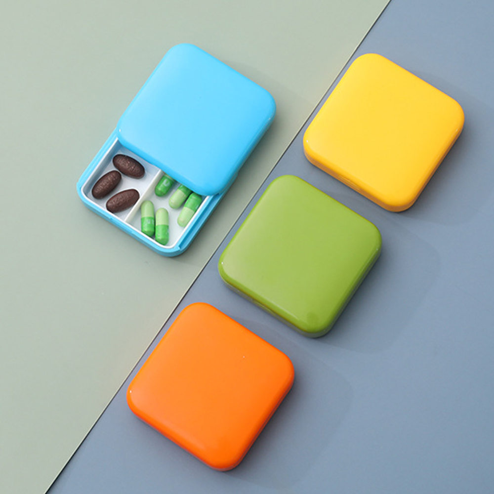 Portable Pill Cases Travel Dispen Storage Container Colorful Drug Dispenser 2 Grid Medicine Pill's Box Tablets Storage Organizer