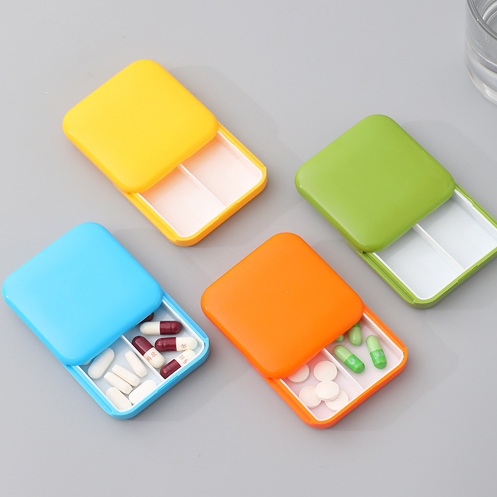 Portable Pill Cases Travel Dispen Storage Container Colorful Drug Dispenser 2 Grid Medicine Pill's Box Tablets Storage Organizer