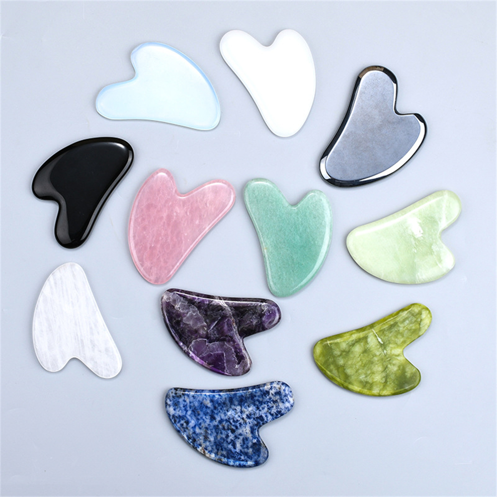 Natural Jade Gua Sha Scraper Facial Massager Tool Rose Quartz Guasha Massage Board Face Lift Slim Gouache Scraper Scraping Plate