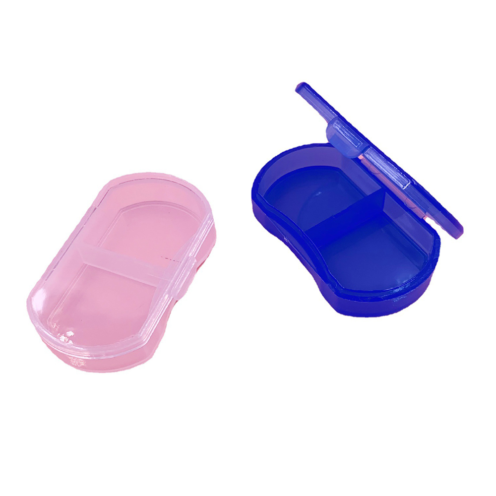 5PCS Pill Medicine Box Portable Drug Box Tablet Splitter Holder Storage Organizer Container Case Pillbox 2-Grids Mini Dispenser