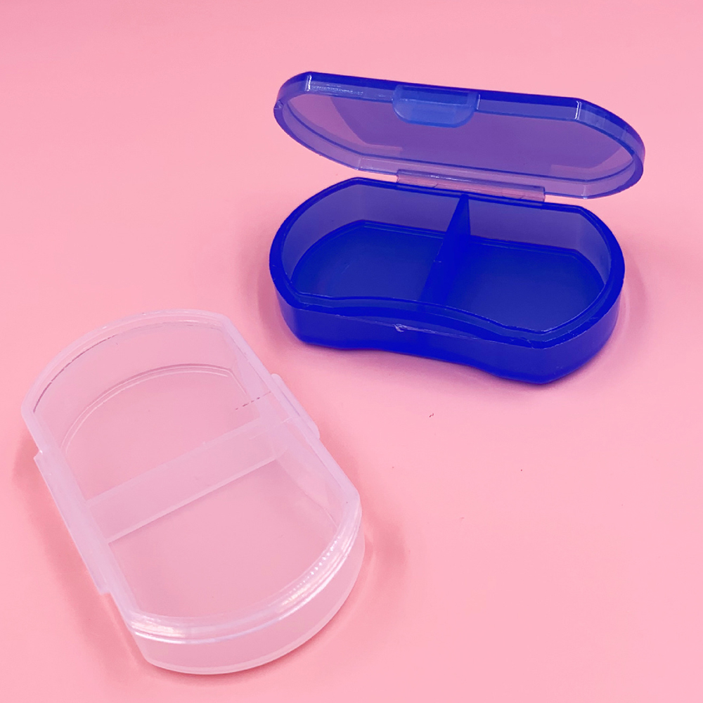 5PCS Pill Medicine Box Portable Drug Box Tablet Splitter Holder Storage Organizer Container Case Pillbox 2-Grids Mini Dispenser