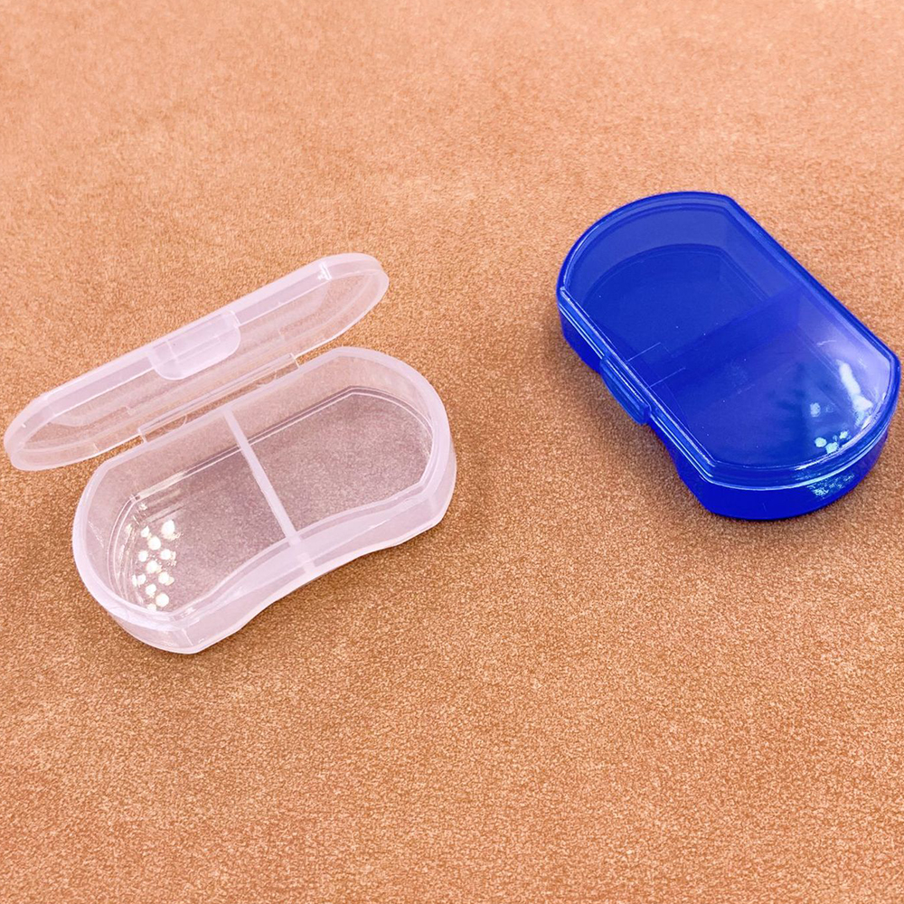 5PCS Pill Medicine Box Portable Drug Box Tablet Splitter Holder Storage Organizer Container Case Pillbox 2-Grids Mini Dispenser