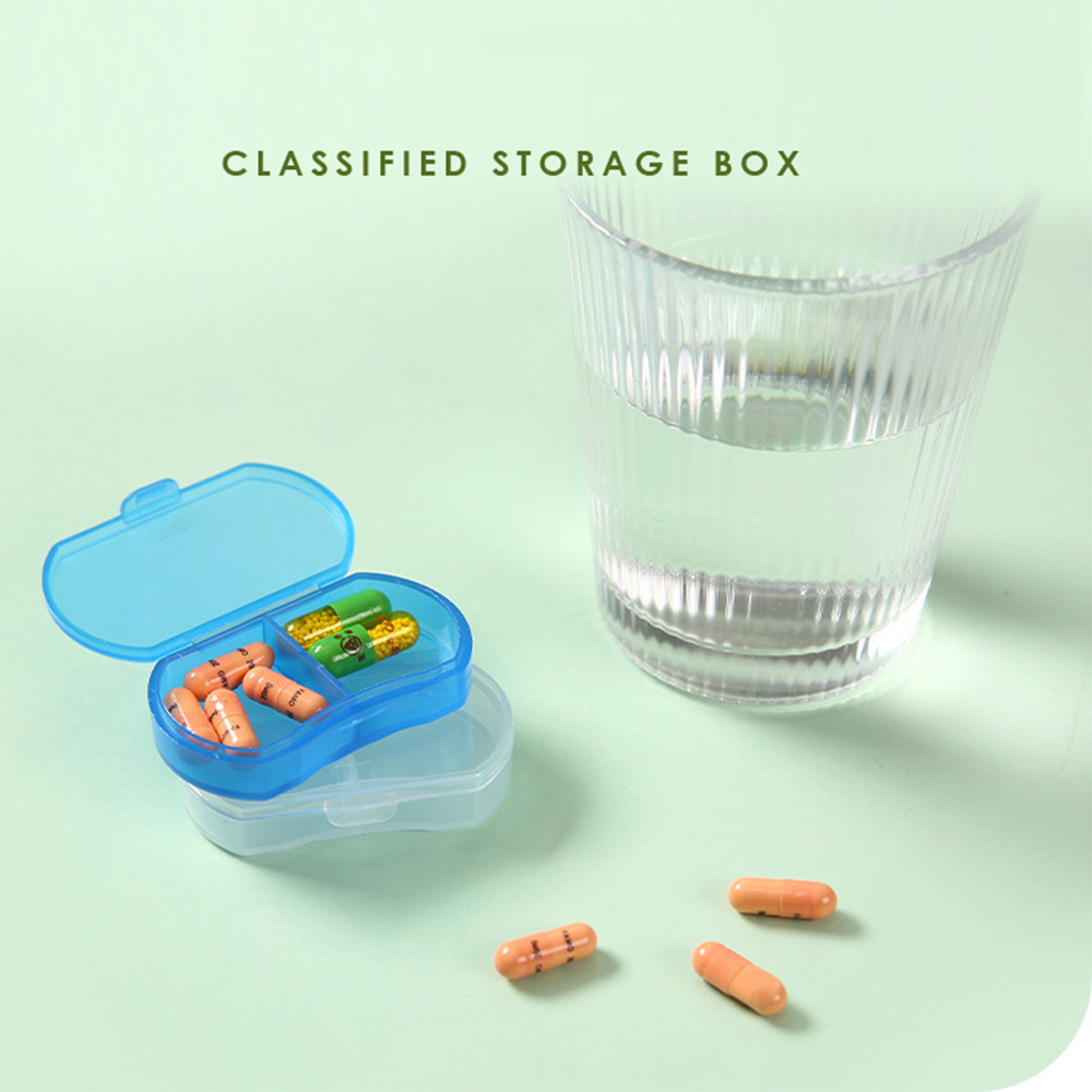 5PCS Pill Medicine Box Portable Drug Box Tablet Splitter Holder Storage Organizer Container Case Pillbox 2-Grids Mini Dispenser