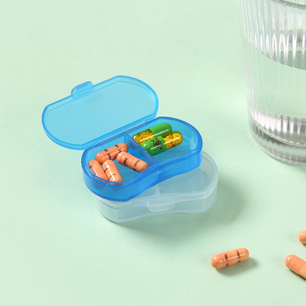 5PCS Pill Medicine Box Portable Drug Box Tablet Splitter Holder Storage Organizer Container Case Pillbox 2-Grids Mini Dispenser