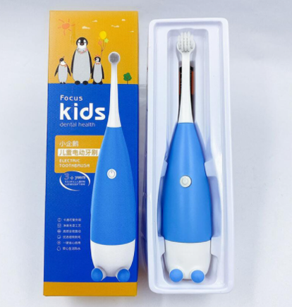 Children Electric Toothbrush for 3-15 Ages Kids Penguin Pattern Cartoon IPX5 Waterproof Sonic Soft Bristles USB Charging Smart