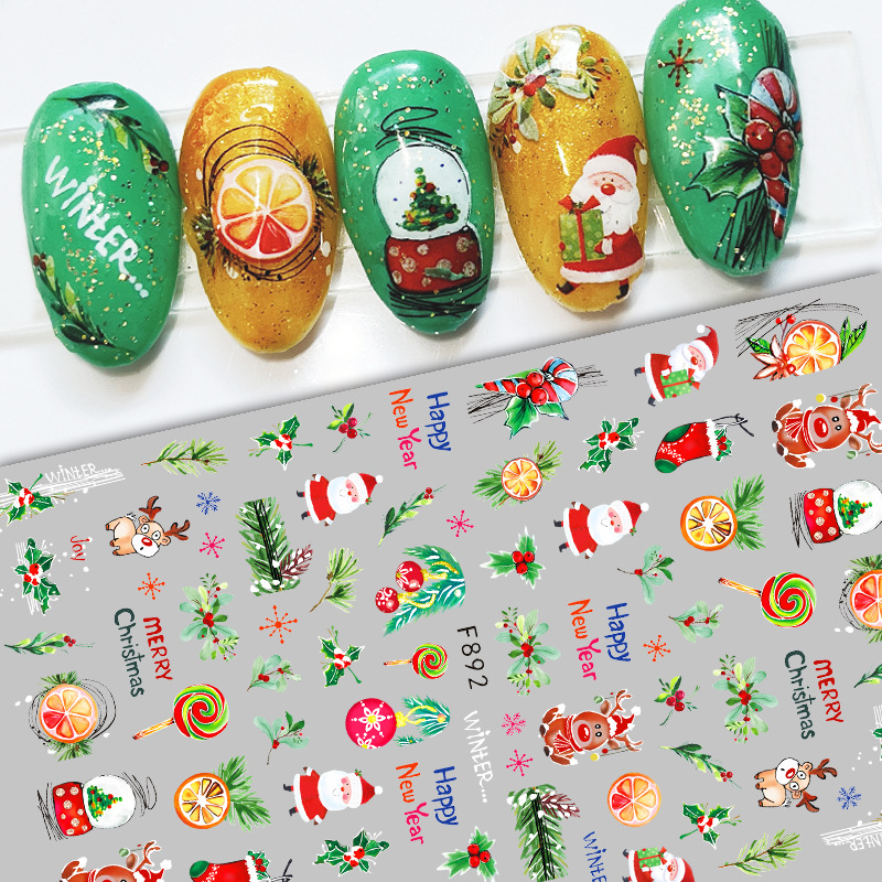 3D Christmas Nail Stickers Snowman Elk Snowflake Xmas Tree Cartoon Decal Sticker for Nails DIY Manicure Tips Nail Art Decoration