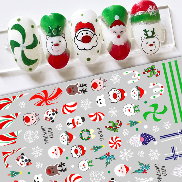 3D Christmas Nail Stickers Snowman Elk Snowflake Xmas Tree Cartoon Decal Sticker for Nails DIY Manicure Tips Nail Art Decoration